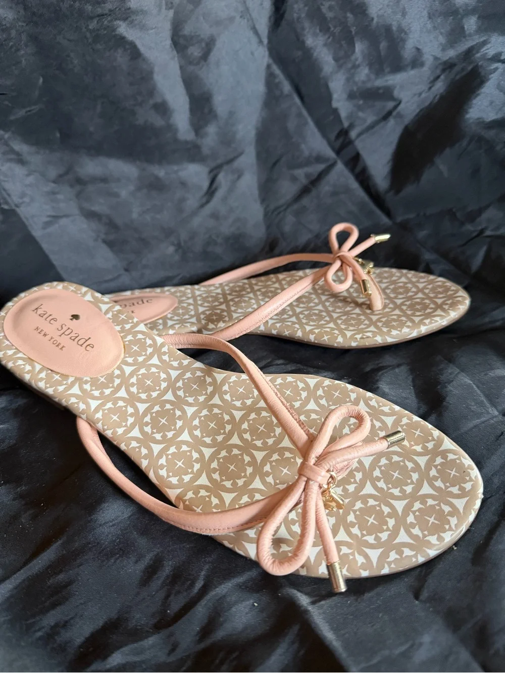 kate spade blush pink bow thong sandals